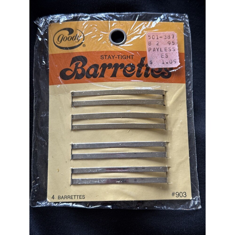NEW Vintage 1975 Goody Stay Tight Hair Barrettes 2.25" Wide SEALED 4
